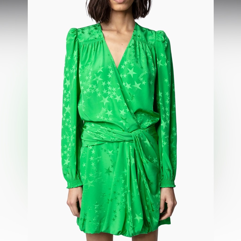 Zadig & Voltaire Jacquard-Star Wrap Minidress (RECOL JAC STARS in POMME)